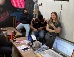 Students working together in a language class